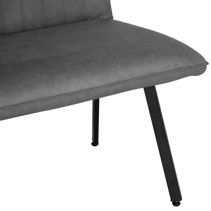 Anglian Furniture Urban Chique Bench Metal & Faux Leather Grey 130cm