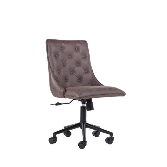 Essentials Urban Chesterfield Office Chair Metal & Faux Leather Brown