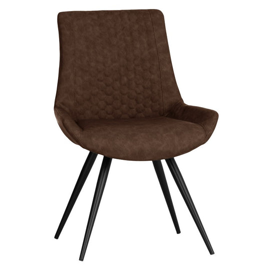 Anglian Furniture Pair of Urban Honeycomb Dining Chairs Metal & Faux Leather Brown