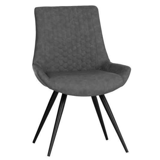 Anglian Furniture Pair of Urban Honeycomb Dining Chairs Metal & Faux Leather Grey