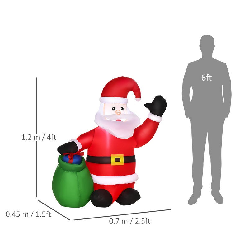 Homcom Inflatable Blow up Christmas Santa Claus 4 Foot LED Yard Holiday Decoration