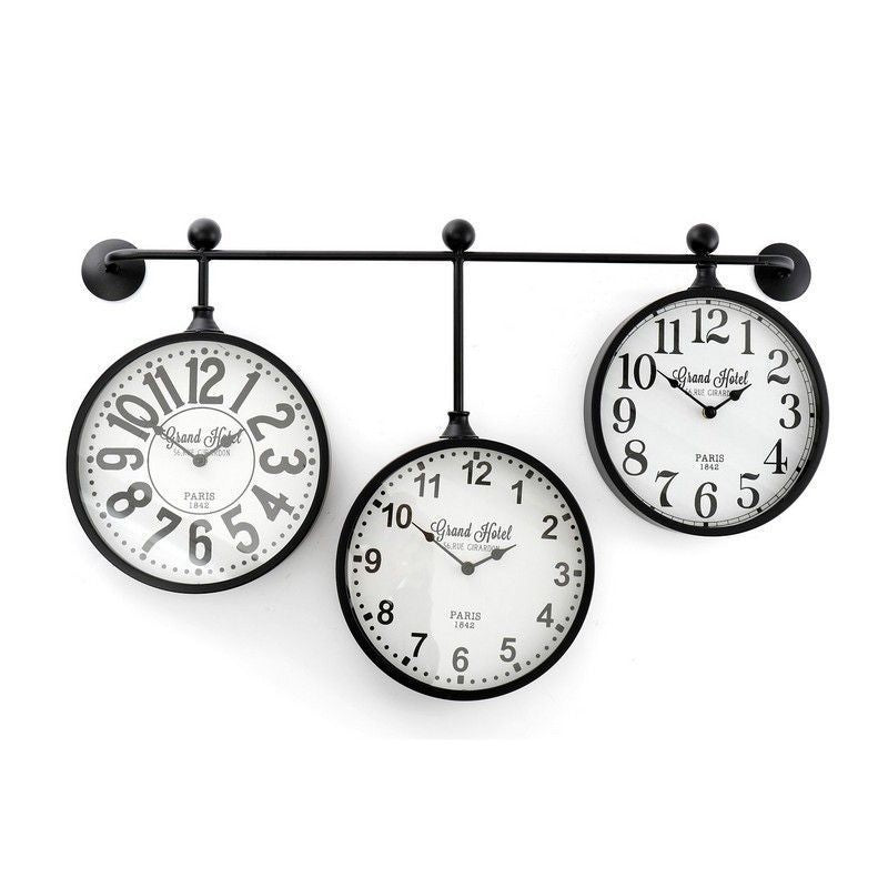 Scarthingwell 3x Clock Metal Black & White Wall Mounted Battery Powered - 79.4cm