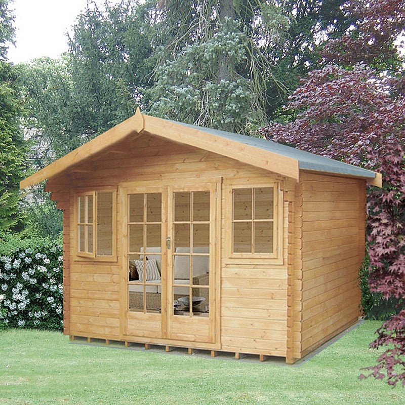 Shire Shire Clipstone 11' 9" x 7' 10" Apex Log Cabin - Premium 28mm Cladding Tongue & Groove