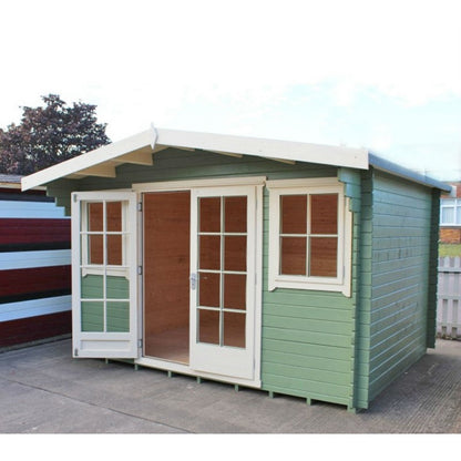 Shire Shire Clipstone 11' 9" x 7' 10" Apex Log Cabin - Premium 28mm Cladding Tongue & Groove