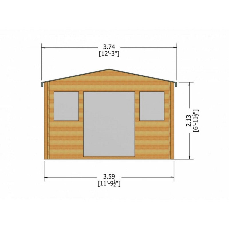 Shire Shire Clipstone 11' 9" x 7' 10" Apex Log Cabin - Premium 28mm Cladding Tongue & Groove