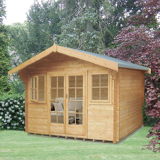 Shire Shire Clipstone 11' 9" x 9' 9" Apex Log Cabin - Premium 28mm Cladding Tongue & Groove