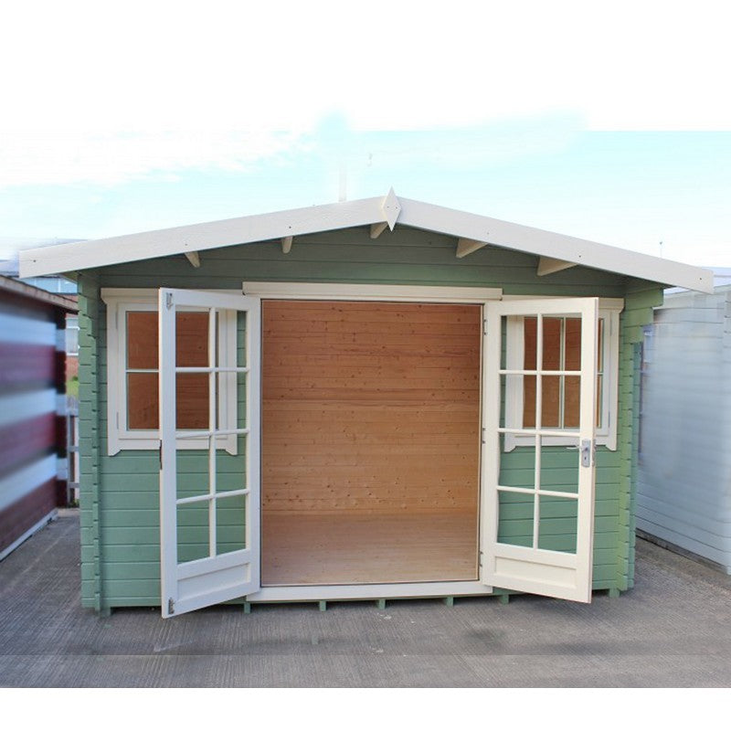 Shire Shire Clipstone 11' 9" x 9' 9" Apex Log Cabin - Premium 44mm Cladding Tongue & Groove