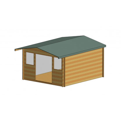 Shire Shire Clipstone 11' 9" x 13' 8" Apex Log Cabin - Premium 44mm Cladding Tongue & Groove