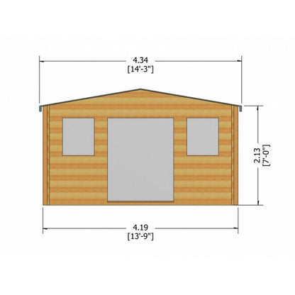 Shire Shire Clipstone 13' 8" x 7' 10" Apex Log Cabin - Premium 28mm Cladding Tongue & Groove