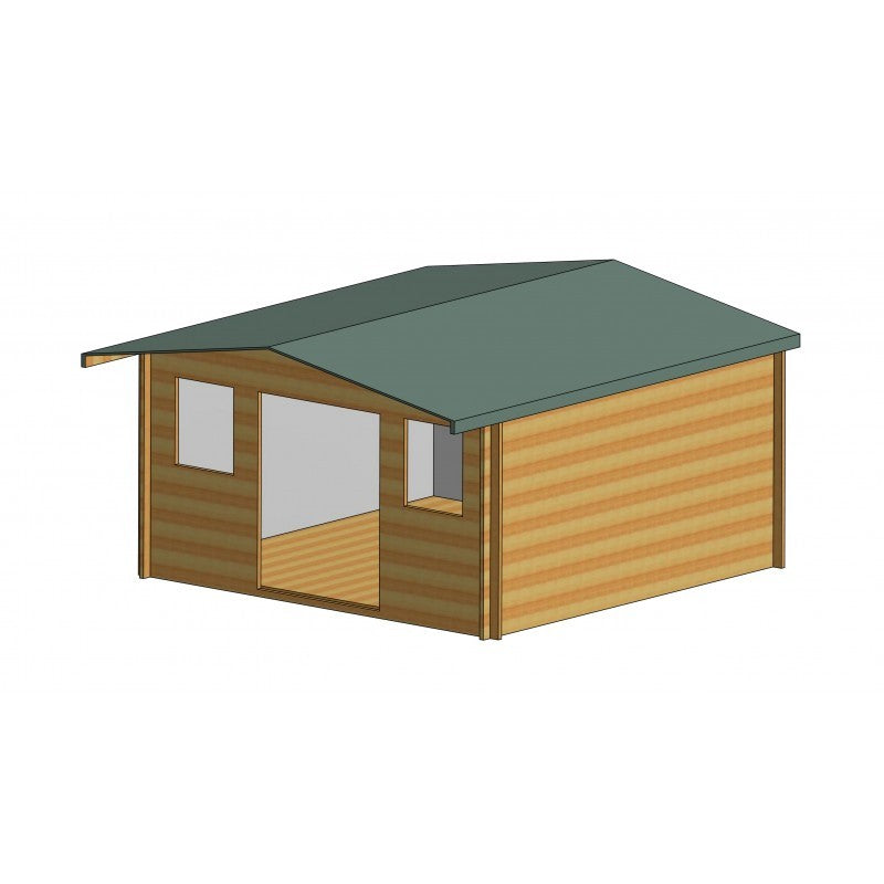 Shire Shire Clipstone 13' 8" x 13' 8" Apex Log Cabin - Premium 34mm Cladding Tongue & Groove