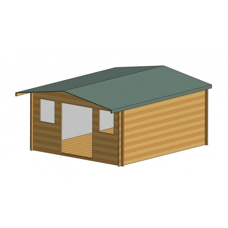 Shire Shire Clipstone 13' 8" x 15' 8" Apex Log Cabin - Premium 34mm Cladding Tongue & Groove