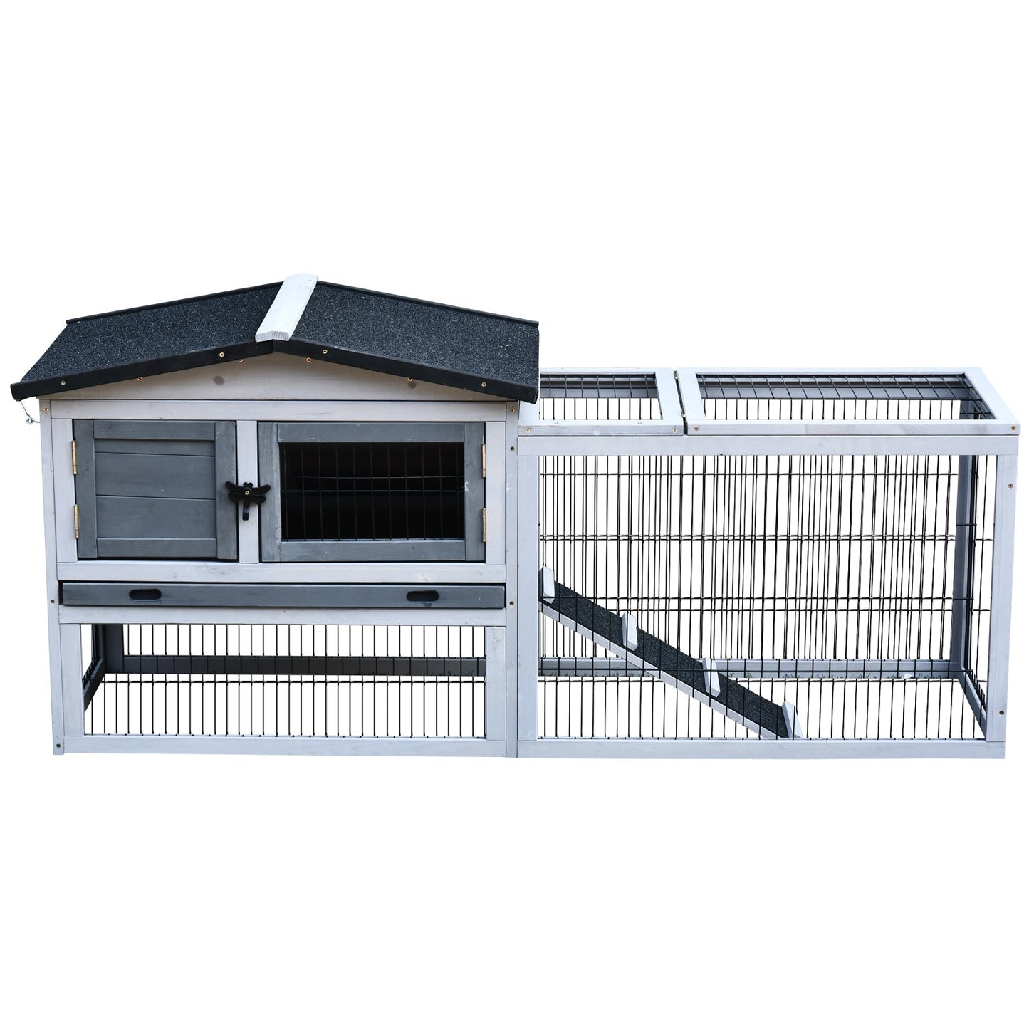 PawHut 2 Level Rabbit Hutch Outdoor