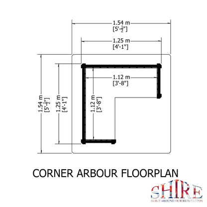 Shire Classic Corner Garden Arbour 4' x 4'