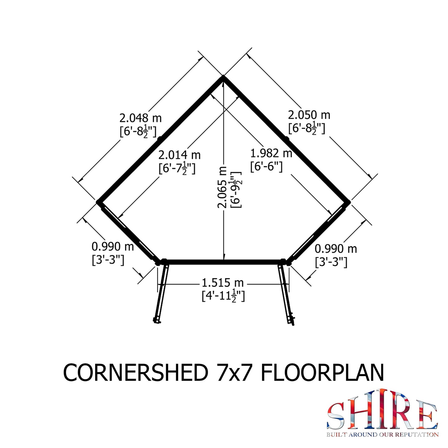 Shire Corner 6' 8" x 6' 8" Flat Shed - Premium Pressure Treated Shiplap