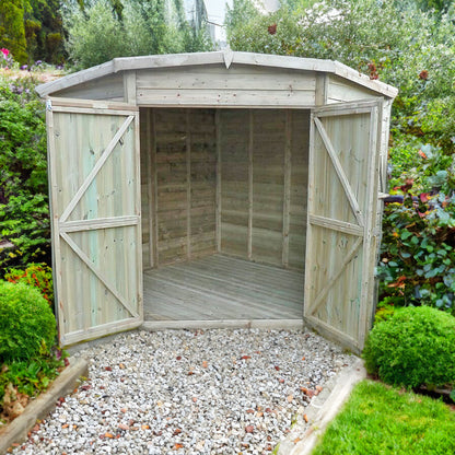 Shire Corner 7' 4" x 7' 4" Flat Shed - Premium Pressure Treated Shiplap