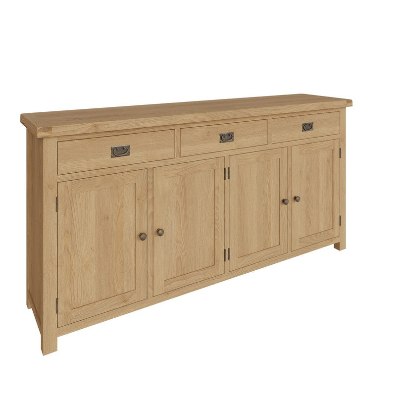 Norfolk Furniture Cotswold Oak Large Sideboard Natural 4 Doors 2 Shelves 3 Drawers