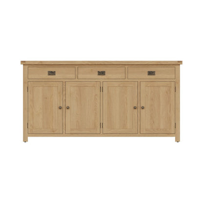 Norfolk Furniture Cotswold Oak Large Sideboard Natural 4 Doors 2 Shelves 3 Drawers