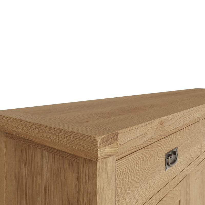 Norfolk Furniture Cotswold Oak Large Sideboard Natural 4 Doors 2 Shelves 3 Drawers