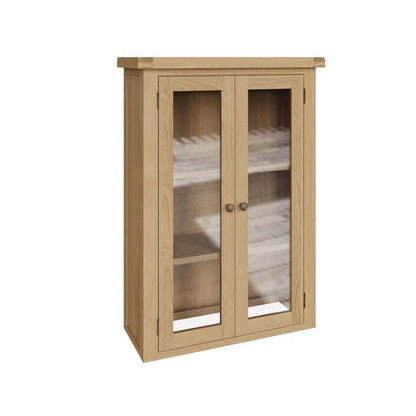 Norfolk Furniture Cotswold Oak Tall Display Cabinet Natural 2 Doors 3 Shelves 2 Drawers