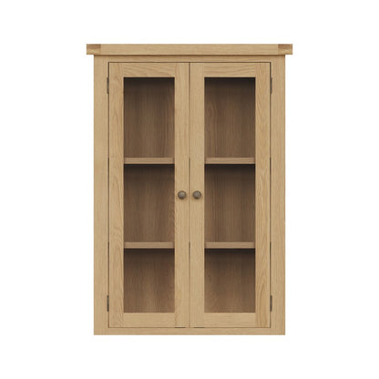 Norfolk Furniture Cotswold Oak Tall Display Cabinet Natural 2 Doors 3 Shelves 2 Drawers