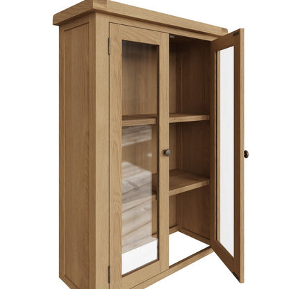 Norfolk Furniture Cotswold Oak Tall Display Cabinet Natural 2 Doors 3 Shelves 2 Drawers