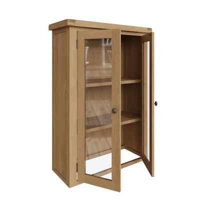 Norfolk Furniture Cotswold Oak Tall Display Cabinet Natural 2 Doors 3 Shelves 2 Drawers