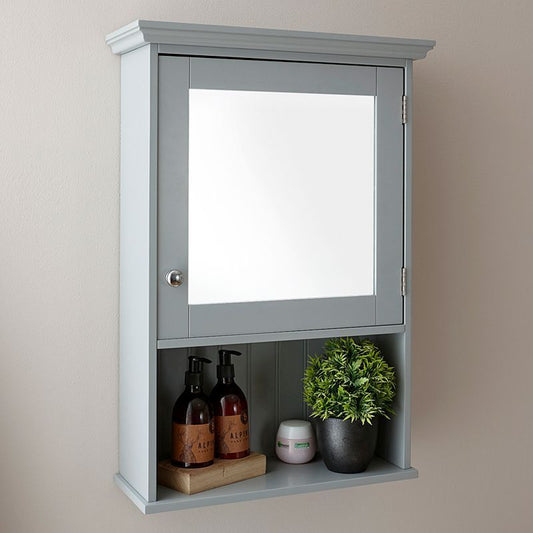 GFW Colonial Bathroom Cabinet Grey 1 Door 3 Shelves