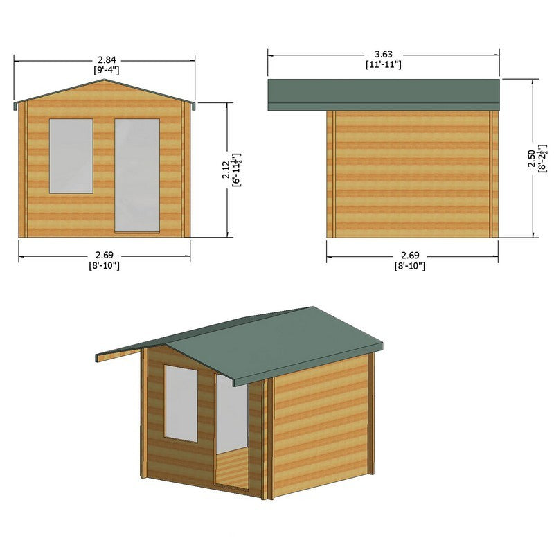 Shire Shire Crinan 9' x 9' Apex Log Cabin - Budget 19mm Cladding Tongue & Groove