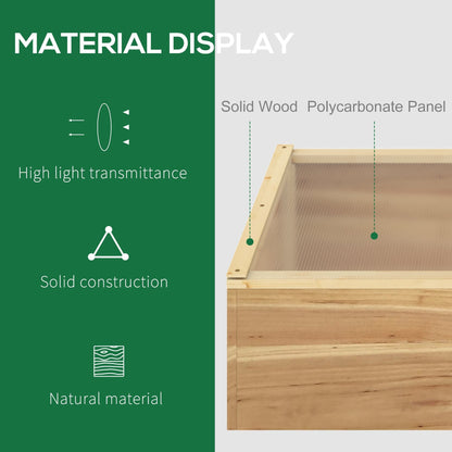 Wooden Cold Frame Greenhouse Garden Polycarbonate Grow House with Independent Openable Top Covers for Flowers