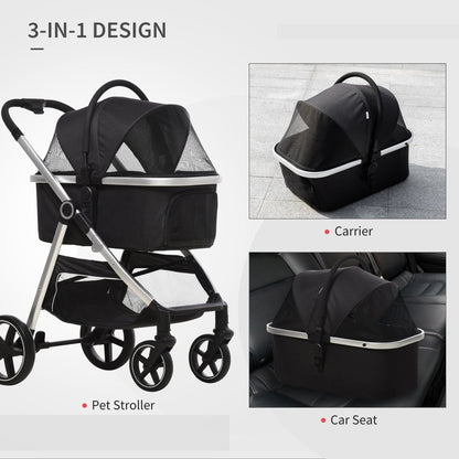 PawHut 3 in 1 One-Click Foldable Pet Stroller