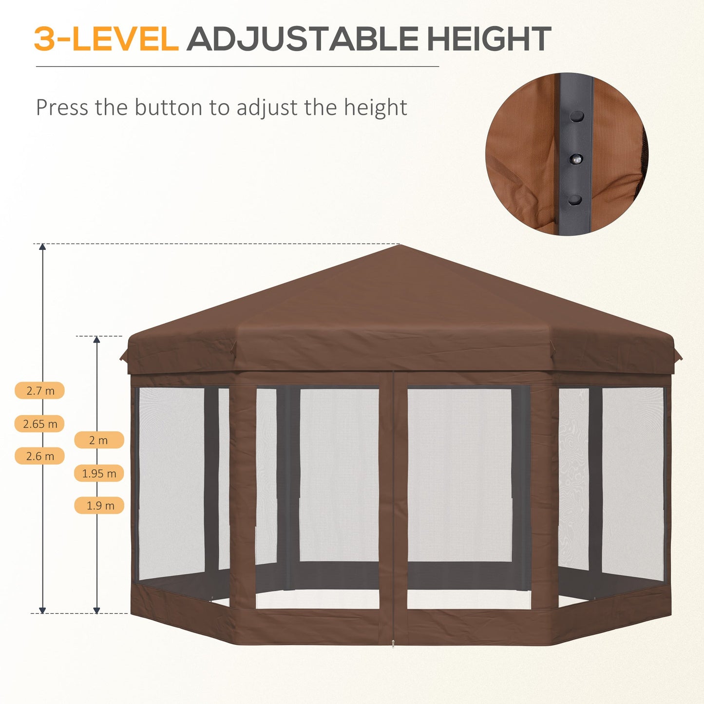 3m x 3.5m Hexagonal Pop Up Gazebo