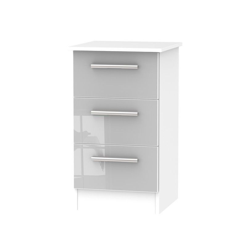 Swift Buxton Slim Bedside Table White & Grey 3 Drawers