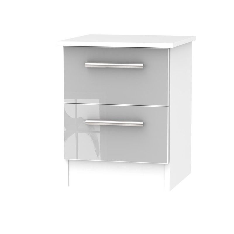 Swift Buxton Slim Bedside Table White & Grey 2 Drawers