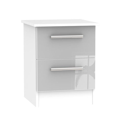 Swift Buxton Slim Bedside Table White & Grey 2 Drawers