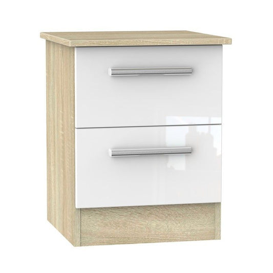 Swift Buxton Slim Bedside Table Natural & White 2 Drawers