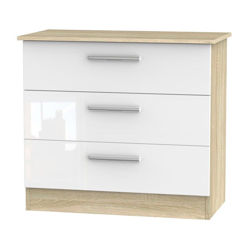 Swift Buxton Chest of Drawers Natural & White 3 Drawers