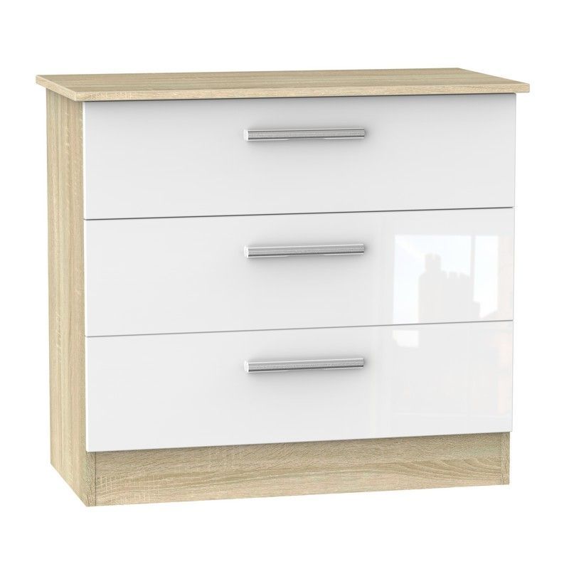 Swift Buxton Chest of Drawers Natural & White 3 Drawers