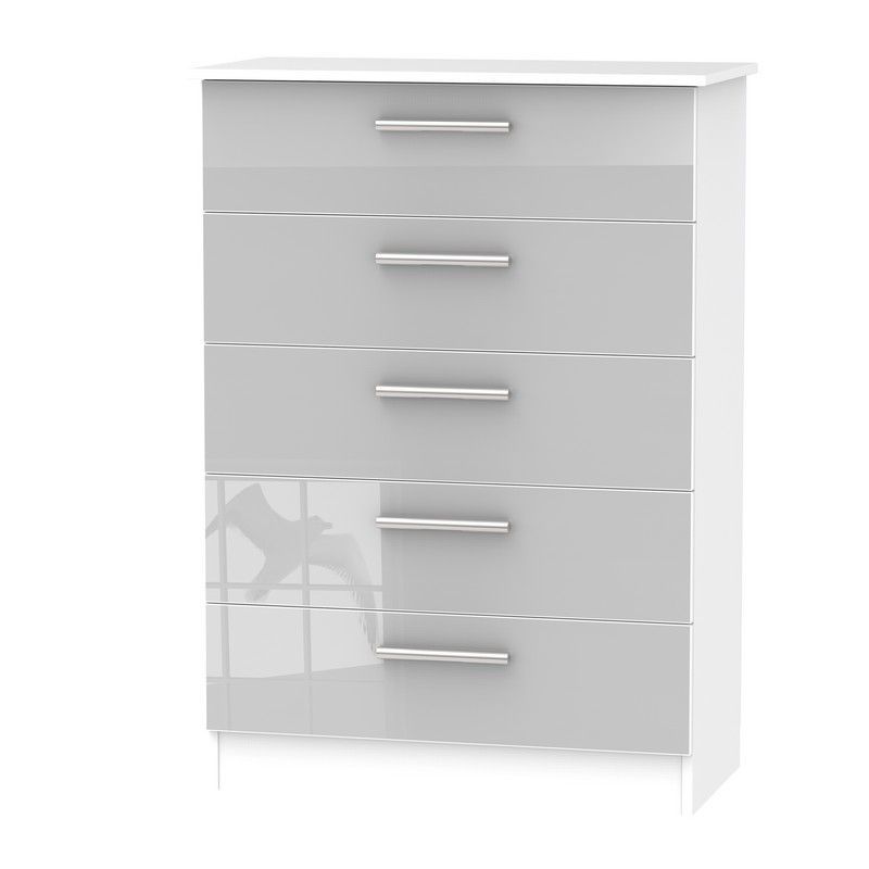 Swift Buxton Tall Chest of Drawers White & Grey 5 Drawers