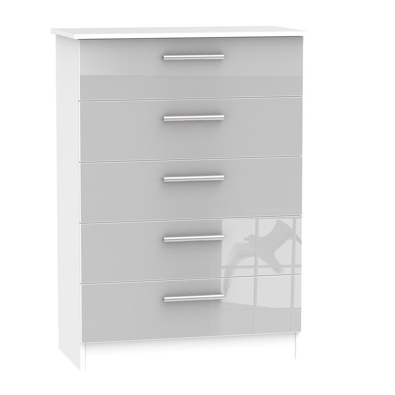 Swift Buxton Tall Chest of Drawers White & Grey 5 Drawers