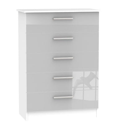 Swift Buxton Tall Chest of Drawers White & Grey 5 Drawers