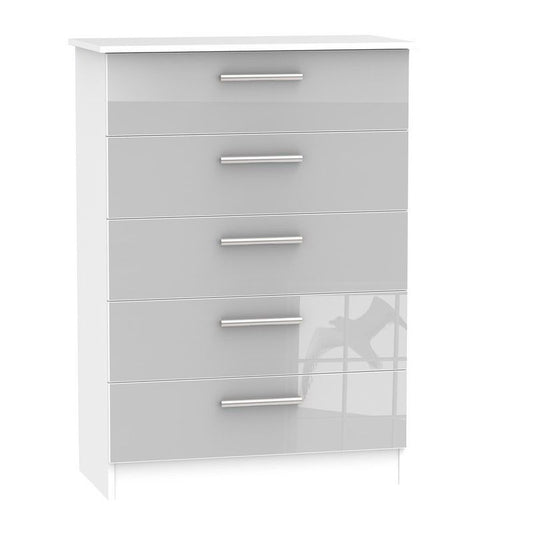 Swift Buxton Tall Chest of Drawers White & Grey 5 Drawers