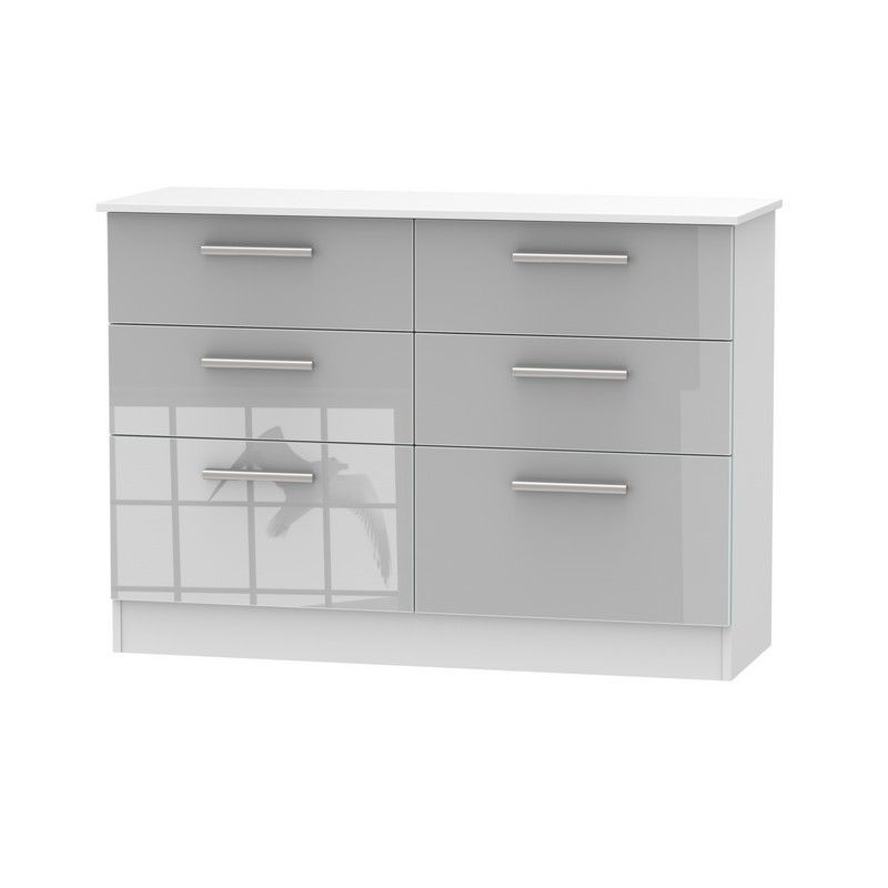 Swift Buxton Large Chest of Drawers White & Grey 6 Drawers