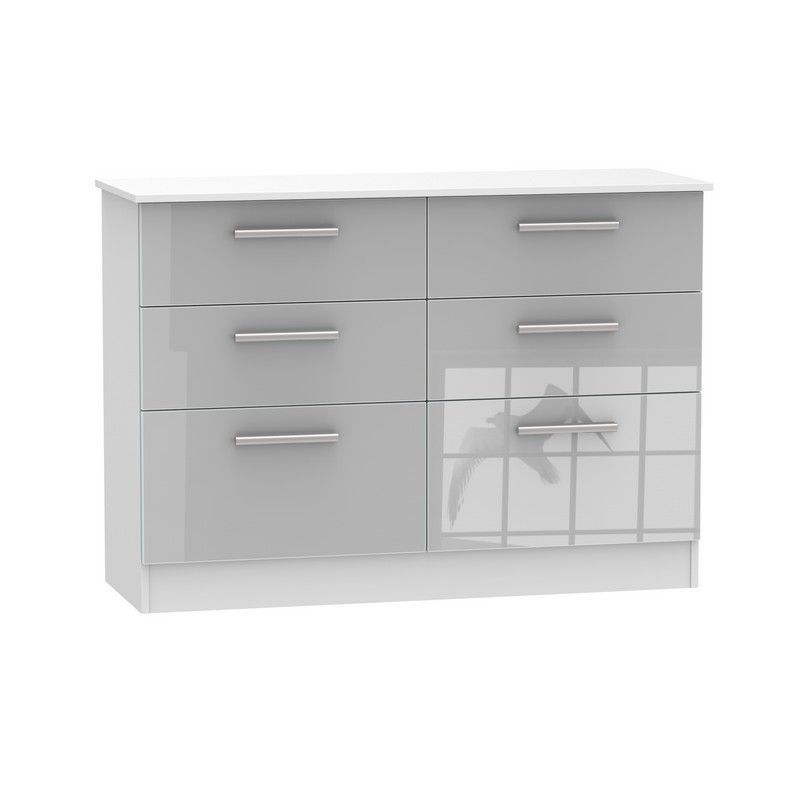 Swift Buxton Large Chest of Drawers White & Grey 6 Drawers