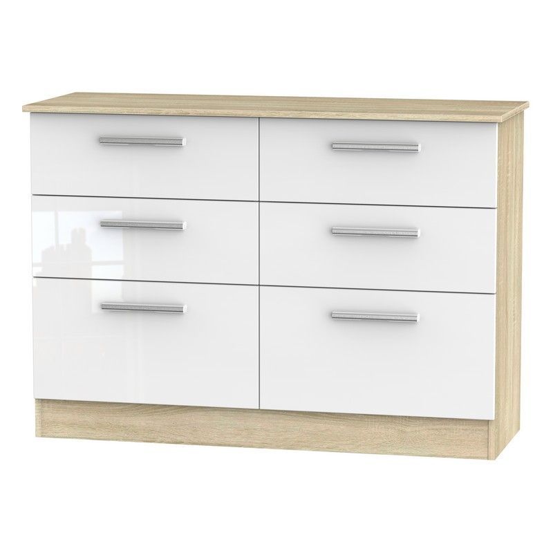 Swift Buxton Large Chest of Drawers Natural & White 6 Drawers