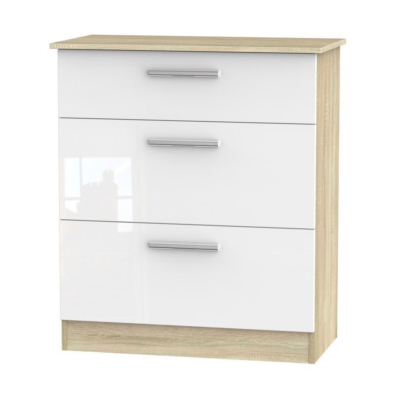 Swift Buxton Chest of Drawers Natural & White 3 Drawers - 88.5cm