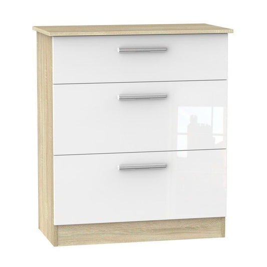 Swift Buxton Chest of Drawers Natural & White 3 Drawers - 88.5cm