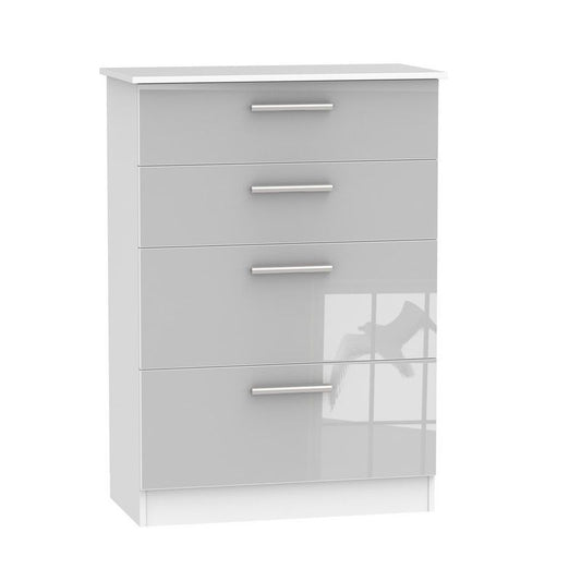 Swift Buxton Tall Chest of Drawers White & Grey 4 Drawers