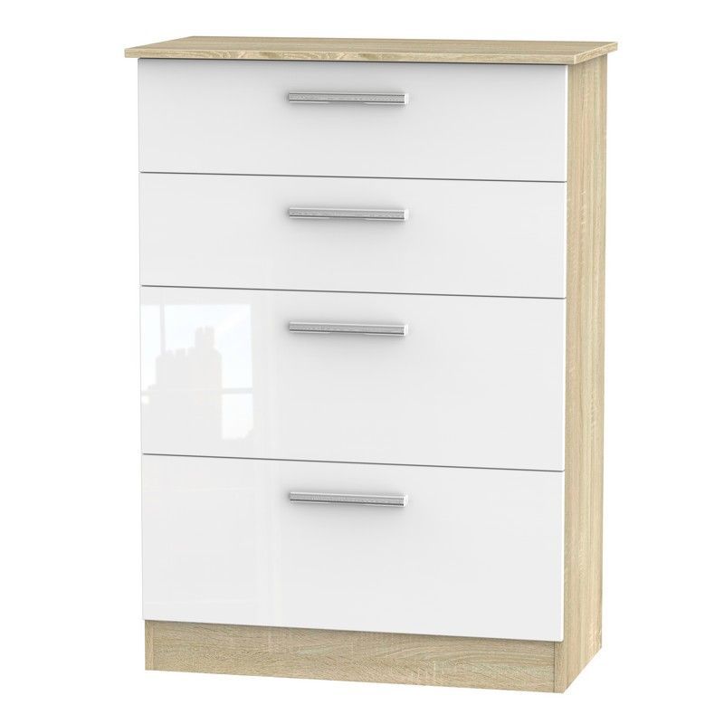 Swift Buxton Tall Chest of Drawers Natural & White 4 Drawers