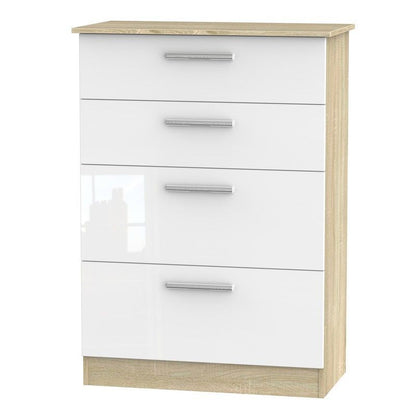 Swift Buxton Tall Chest of Drawers Natural & White 4 Drawers