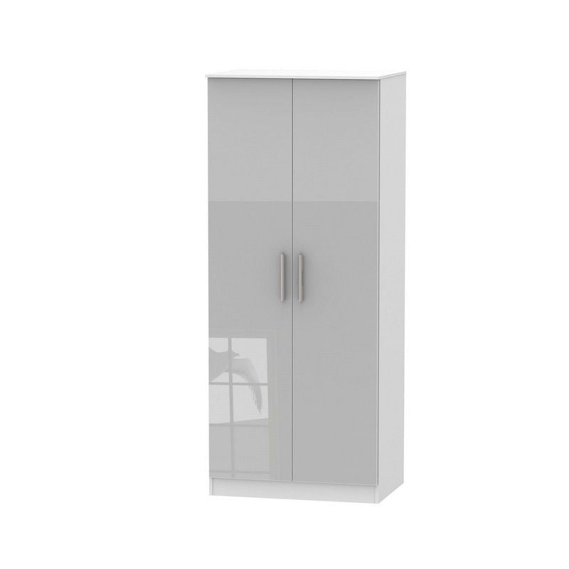 Swift Buxton Tall Wardrobe White & Grey 2 Doors